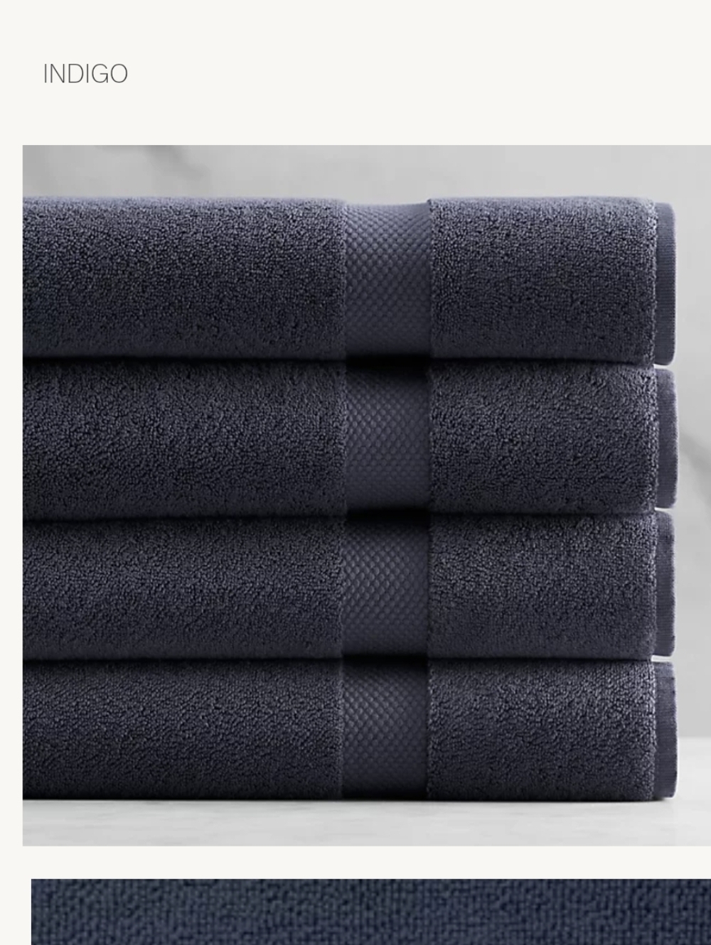 Restoration Hardware Indigo Blue 802-Gram Turkish Cotton Towel Set Of 6 Bath